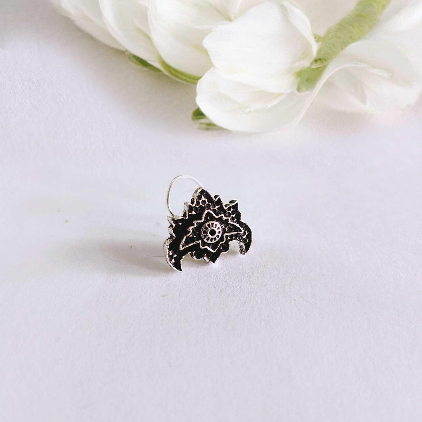 Agni Piercing Silver Oxidized Nosepin