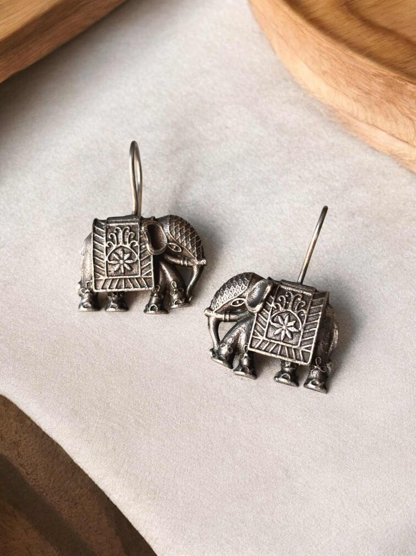 Airavat Small Hook Oxidized Boho Earrings