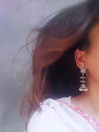 Aishani Double Layer Long Pearl Jhumka