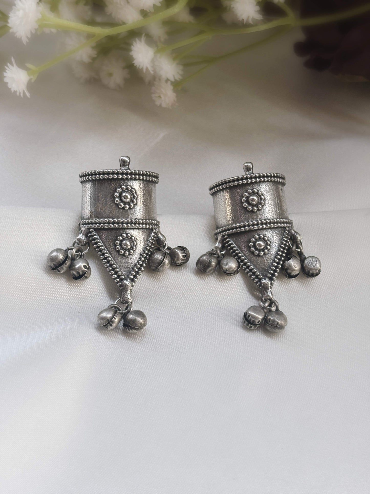 Ameya Ghungroo Studs – Oxidized Boho Earrings