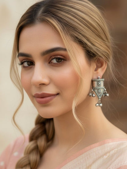 Ameya Ghungroo Studs – Oxidized Boho Earrings
