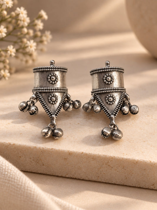 Ameya Ghungroo Studs – Oxidized Boho Earrings