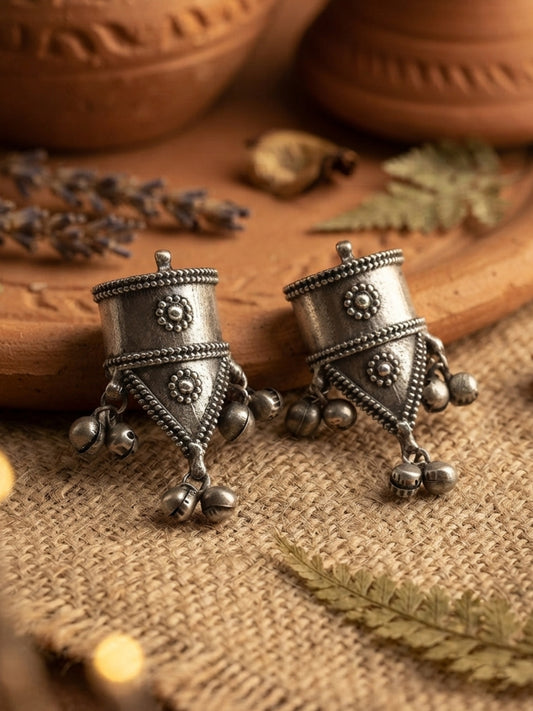 Ameya Ghungroo Studs – Oxidized Boho Earrings