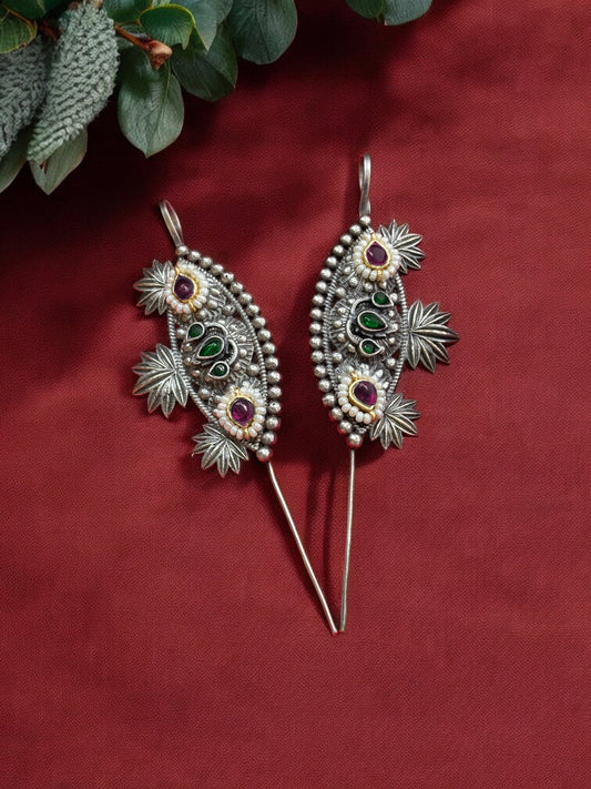 Amoli Red Green Bugadi Kundan Sui Earcuffs