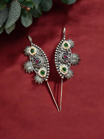 Amoli Red Green Bugadi Kundan Sui Earcuffs