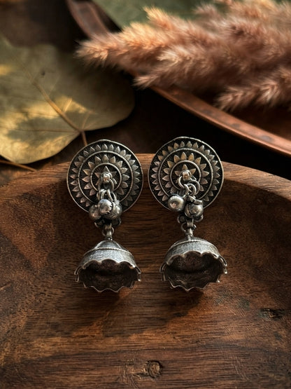 Arani Oxidized Silver Ghungroo Jhumka Earrings