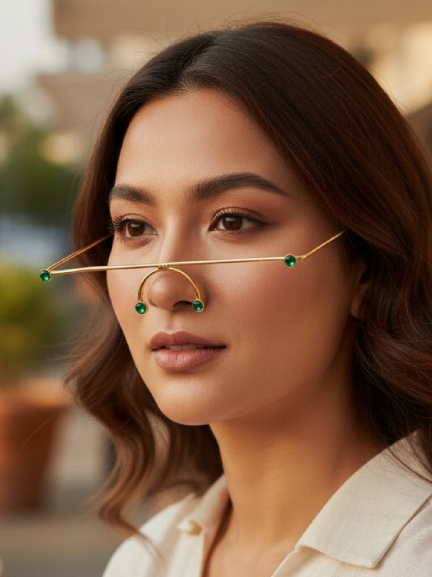 Ardhendu Golden Green Stone Facelet