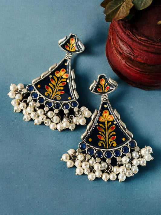 Bahara Meenakari Hand Painted Oxidised Earrings
