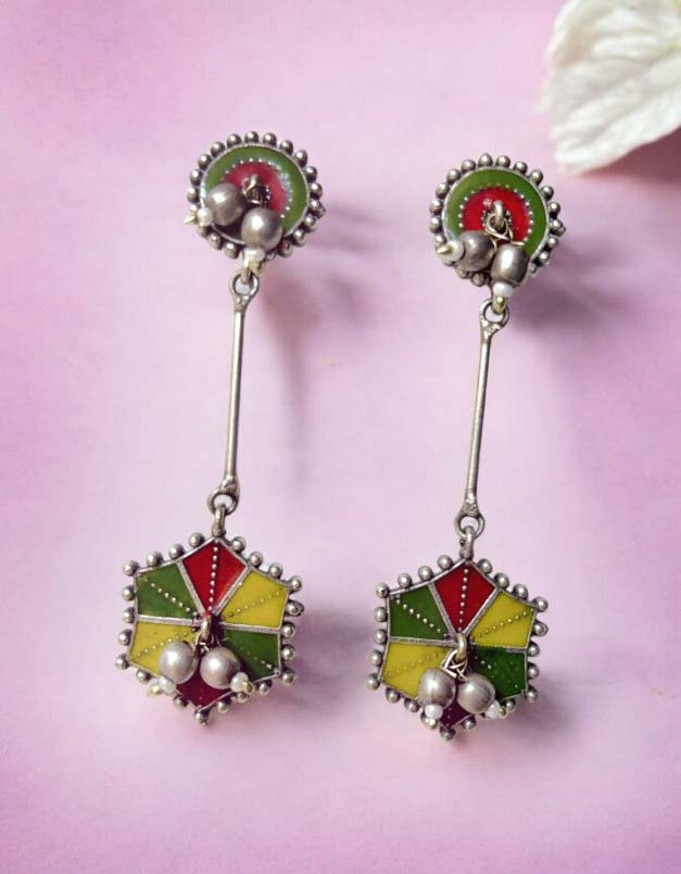 Basma Handpainted Meenakari Dangle Earrings