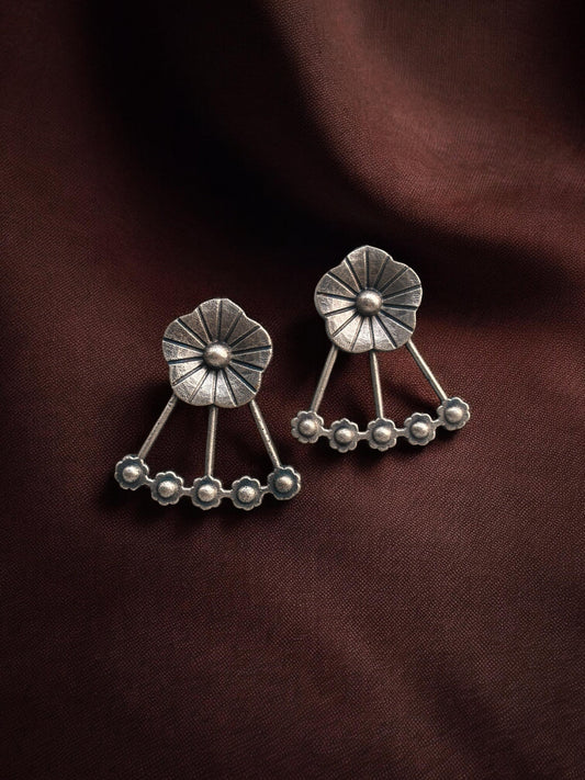 Brunda Studs – Oxidized Boho Earrings