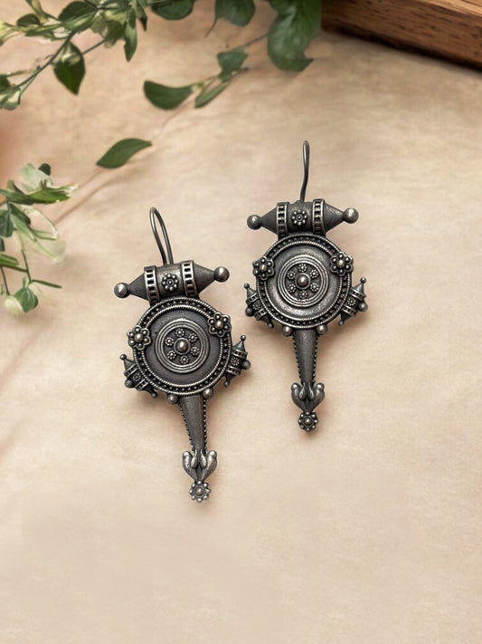 Chakai Oxidized Silver Hook Earrings