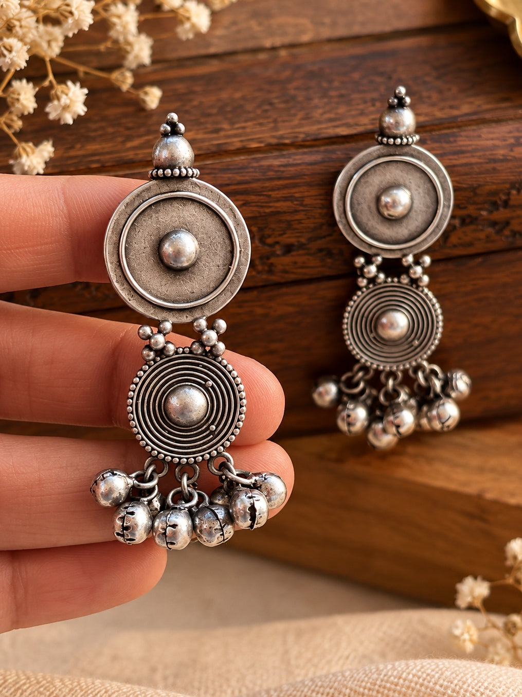 Chakrika Ghungroo Dangle Stud Earrings