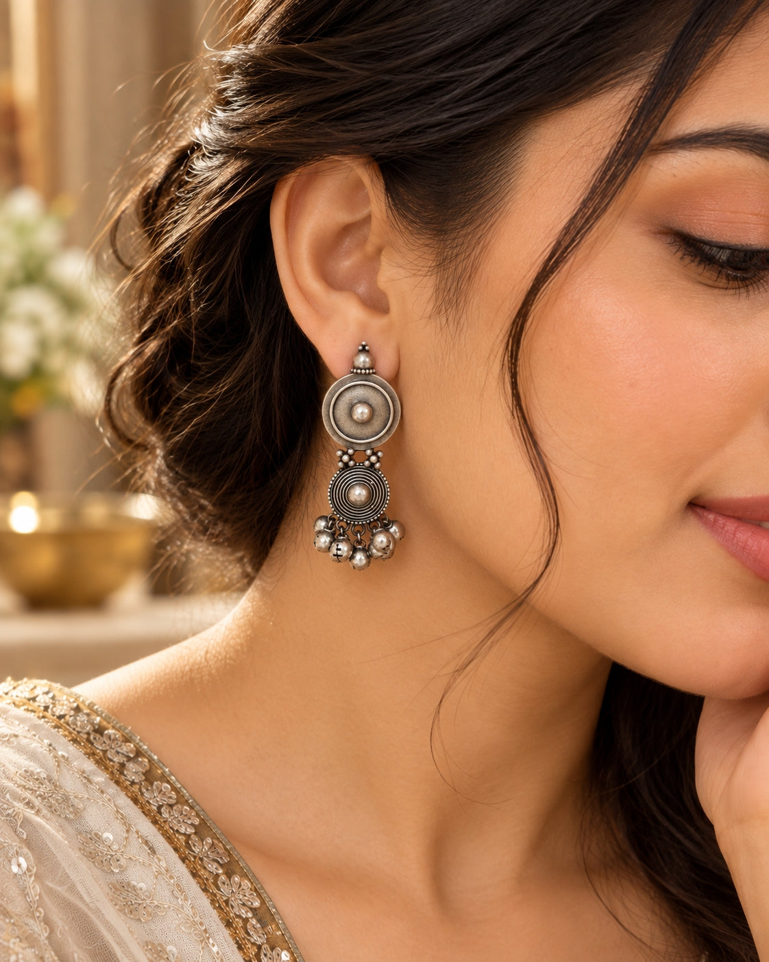 Chakrika Ghungroo Dangle Stud Earrings