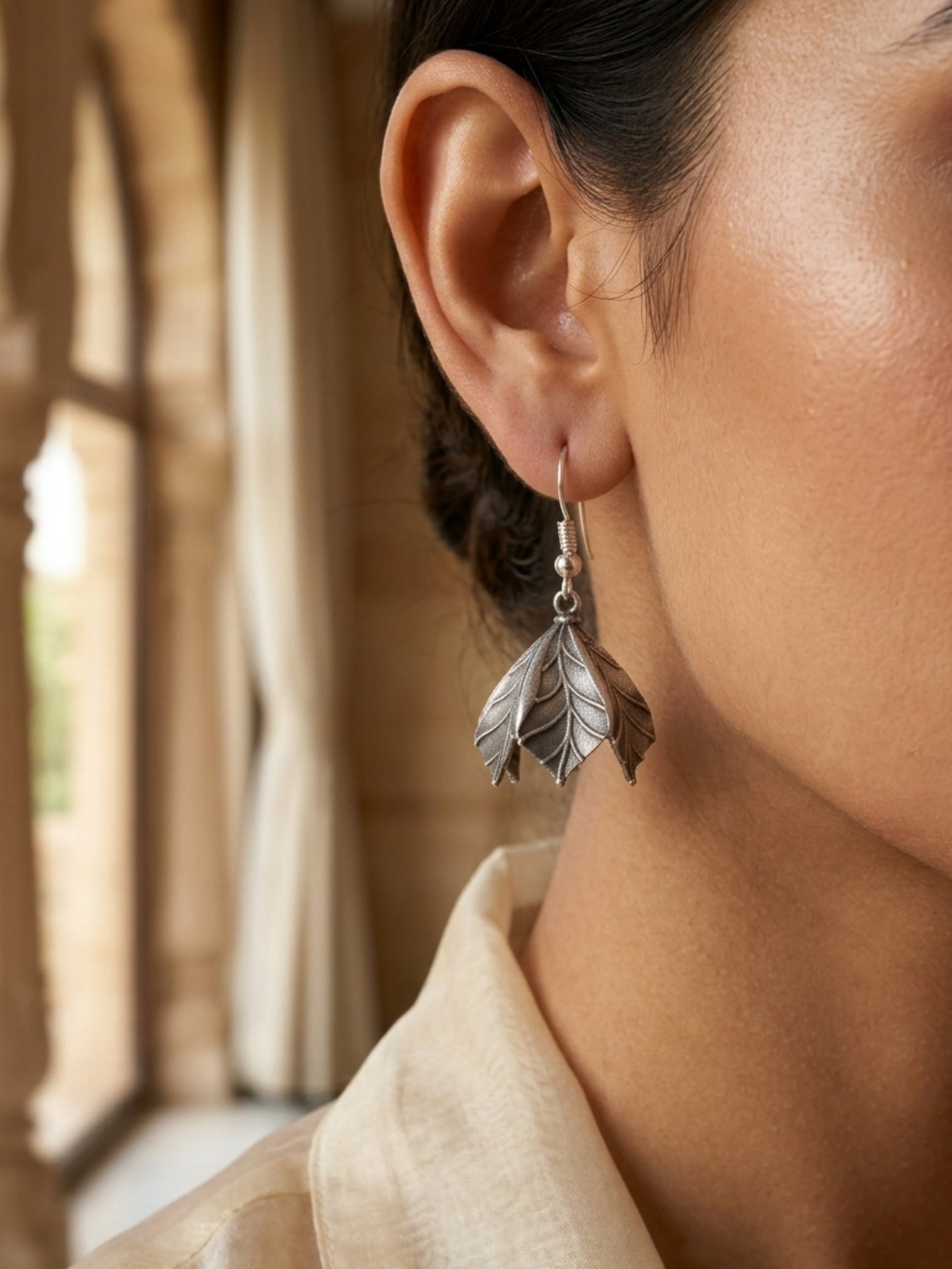 Quirky Chameli Silver Hook Earrings