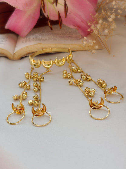 Chandani Golden Ghungroo Chain Adjustable Hathphool Bracelet (Price per piece)