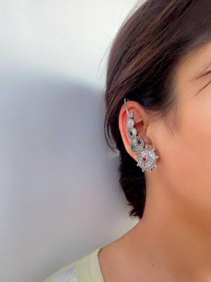Doyel Red Green Stone Earcuffs (Clip-On Bugadi Style)