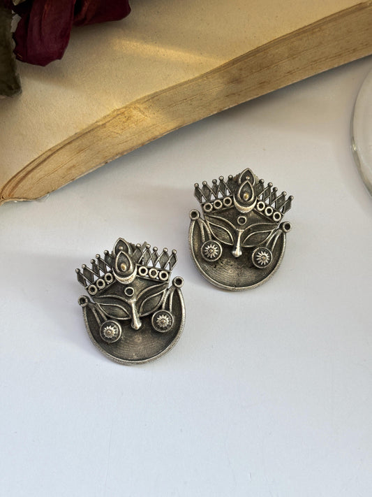 Quirky Durga Studs – Oxidized Boho Earrings