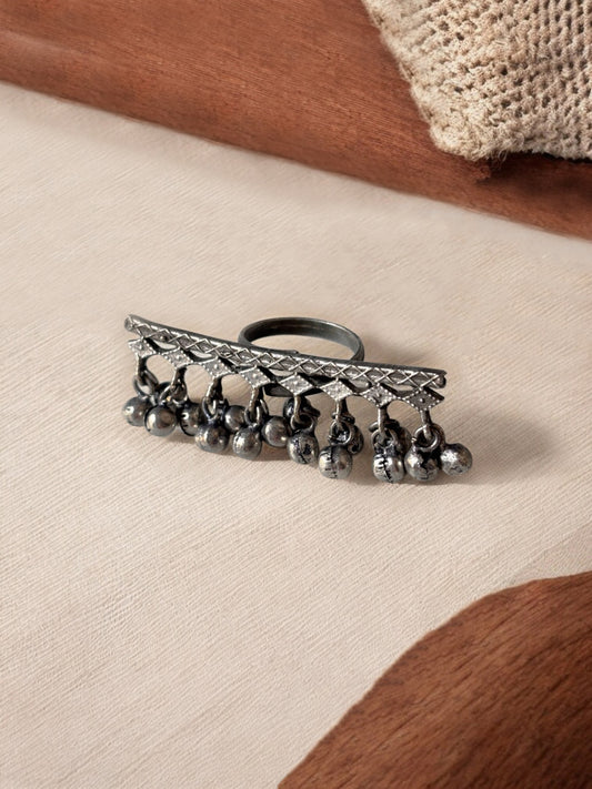 Eesha Oxidized Ghungroo Adjustable Ring