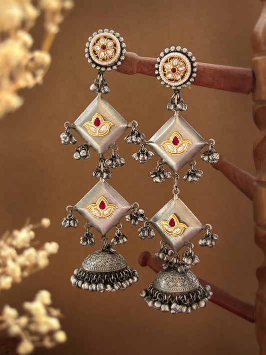 Era Kundan Dual Tone Long Kashmiri Jhumka