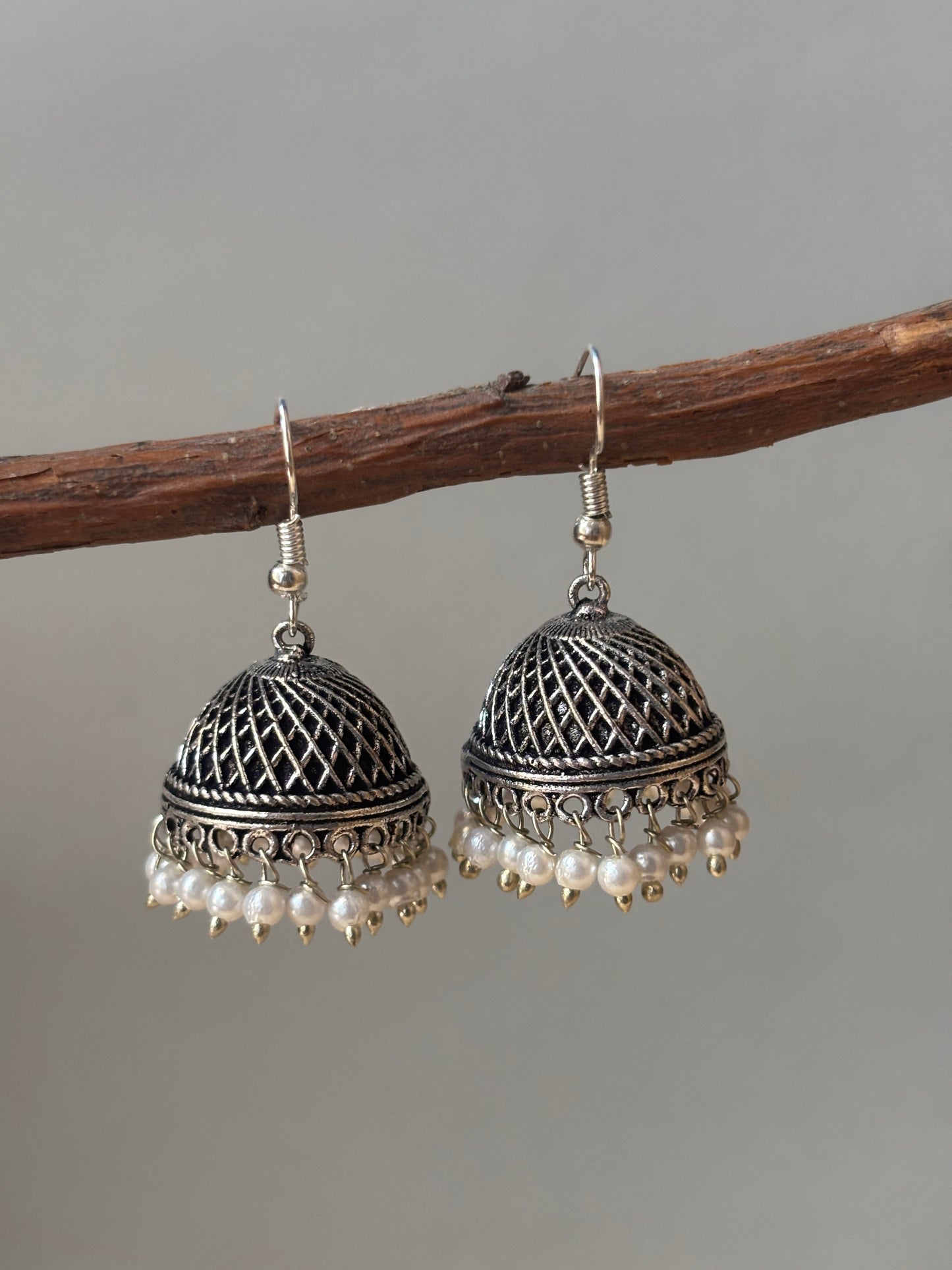 Erisha Hook Jhumka Oxidized Daily Wear Earrings