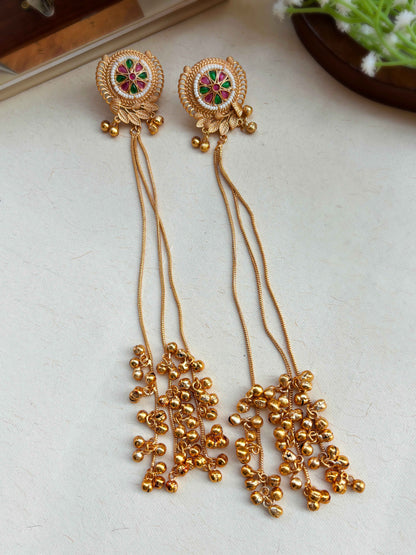 Hamsini Red–Green Kashmiri Dejhoor Ghungroo Jhumka