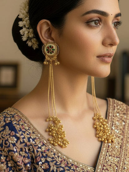 Hamsini Red–Green Kashmiri Dejhoor Ghungroo Jhumka