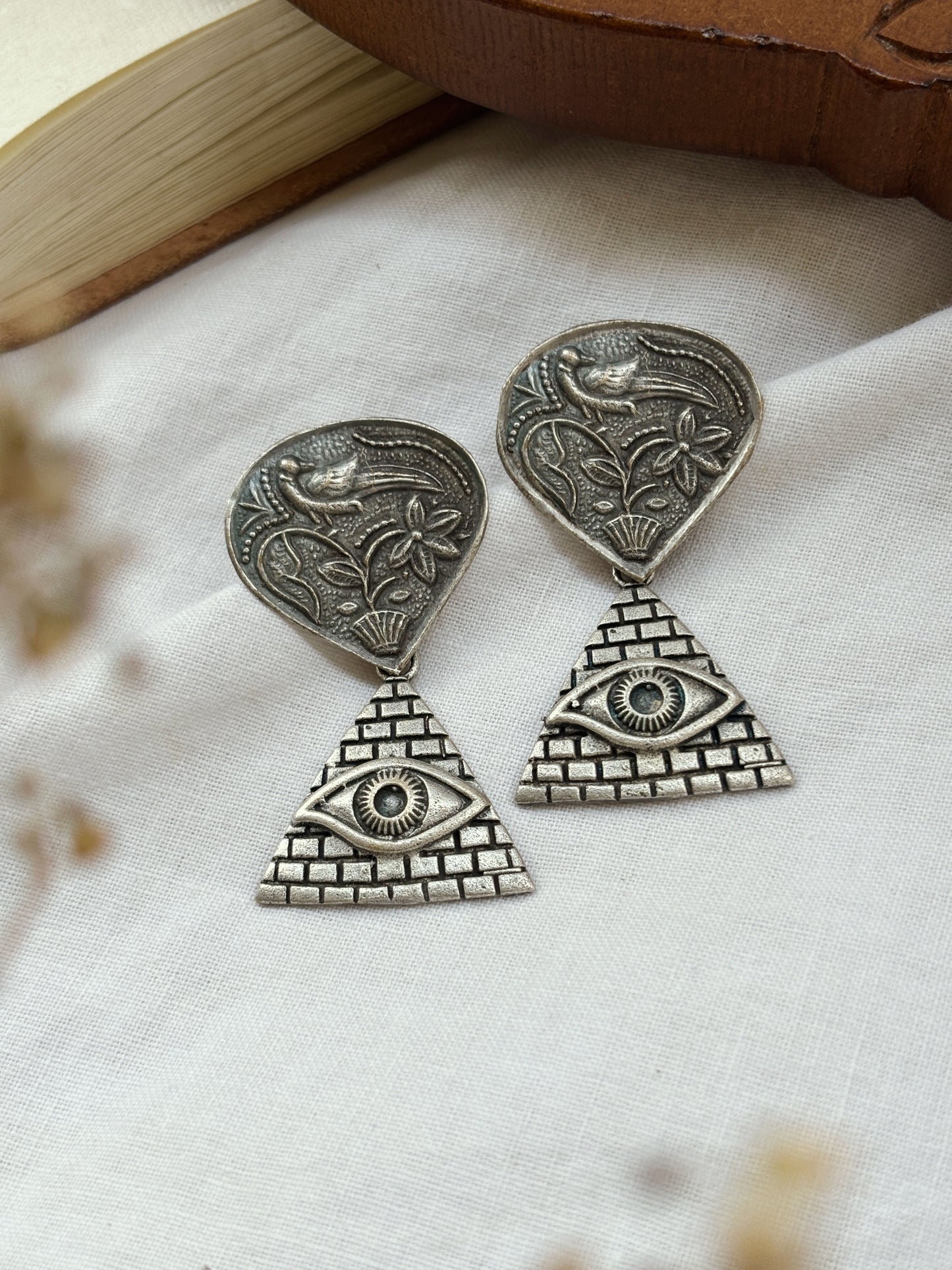 Quirky Illuminati Dangle Oxidized Earrings