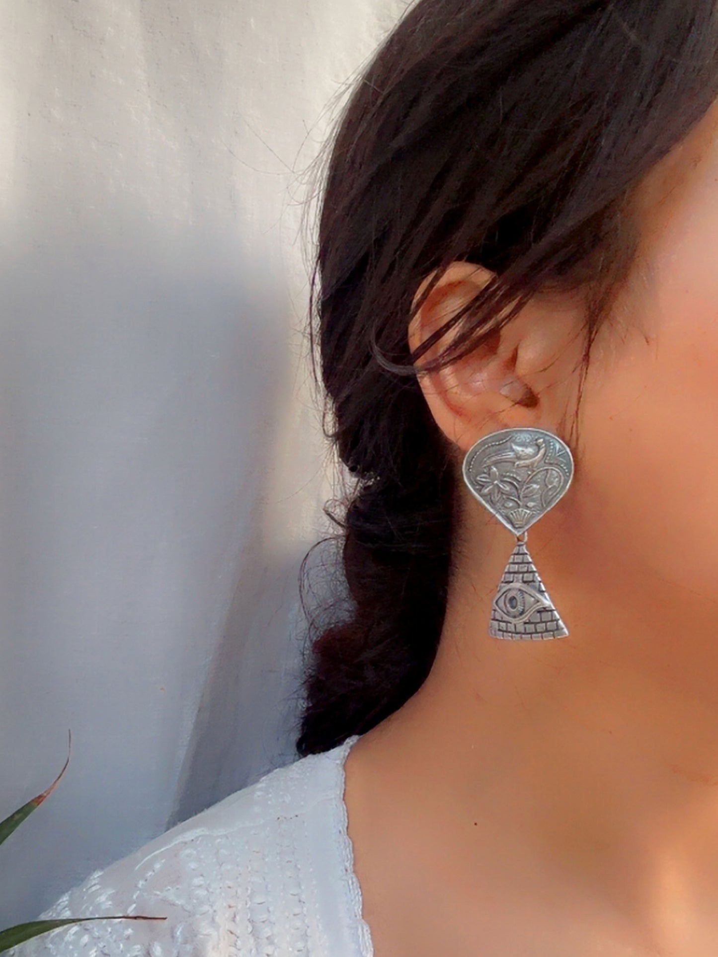 Quirky Illuminati Dangle Oxidized Earrings