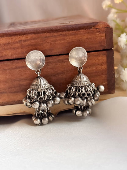 Janaki 2-Layer Ghungroo Jhumka – Oxidized Boho Earrings