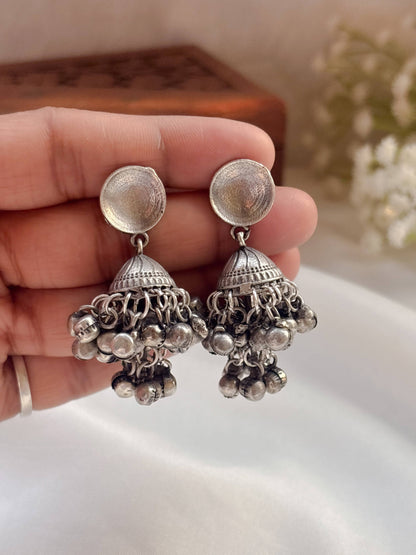 Janaki 2-Layer Ghungroo Jhumka – Oxidized Boho Earrings