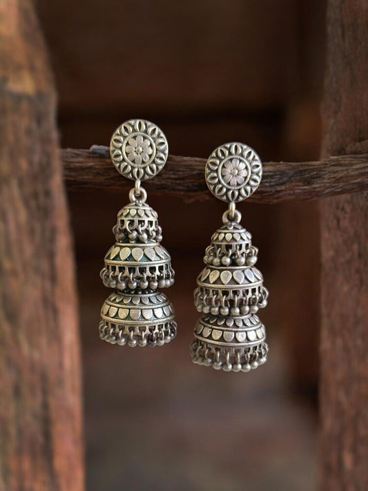 Jhoomar Triple Layer Ghungroo Jhumki