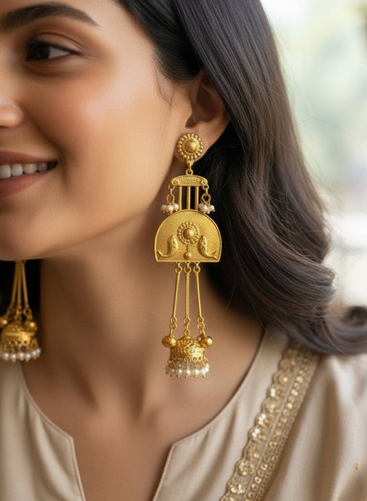 Kanak Pearl Kashmiri Dejhoor Jhumka Earrings