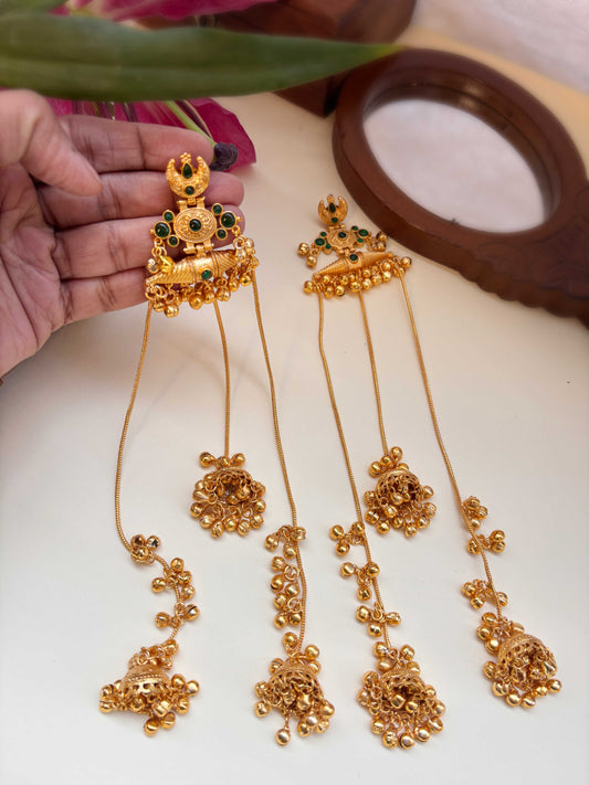 Kanaklata Green Monalisa Stone Kashmiri Dejhoor Earrings