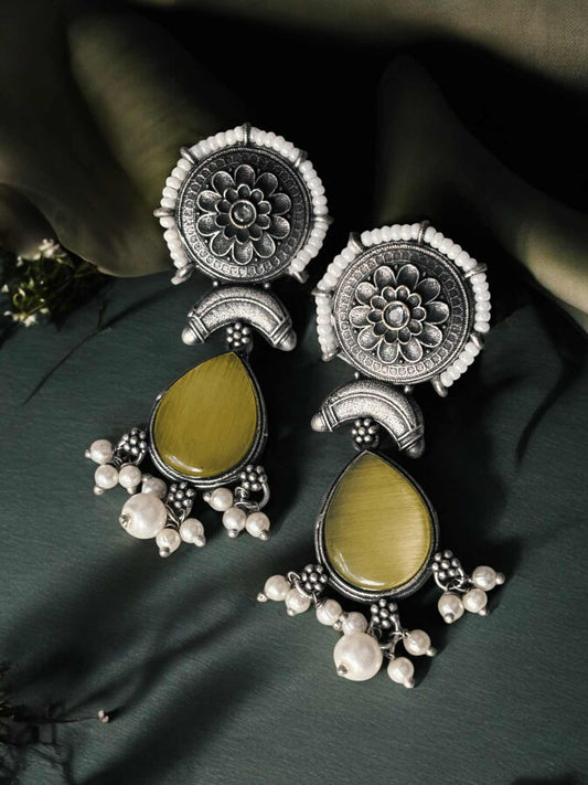 Kowaisah Monalisa Stone Oxidized Dangle Earrings