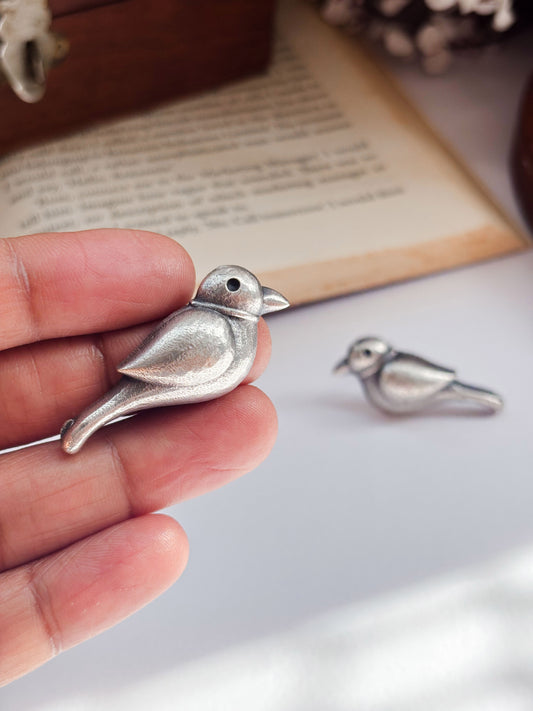 Quirky Koyal Studs – Oxidized Silver Boho Earrings