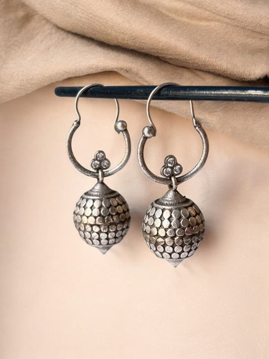 Kunda Bali Oxidized Silver Hoop Earrings