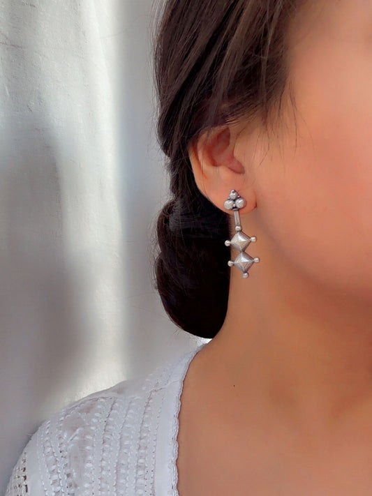 Lashita Small Studs – Oxidized Boho Tribal Earrings