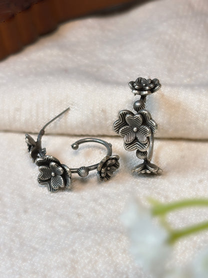 Madhumalati Half Bali Studs Floral Earrings