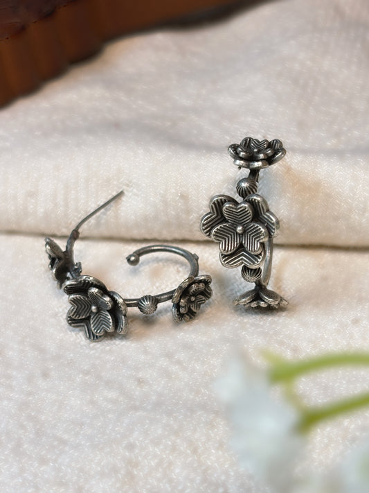 Madhumalati Half Bali Studs Floral Earrings