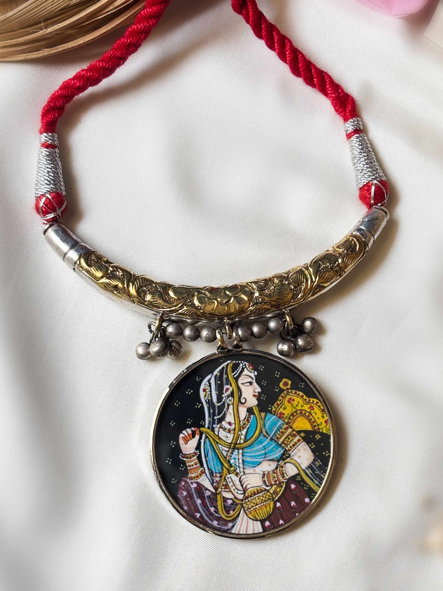 Maharani Handpainted Dual-Tone Hasli Ghungroo Choker