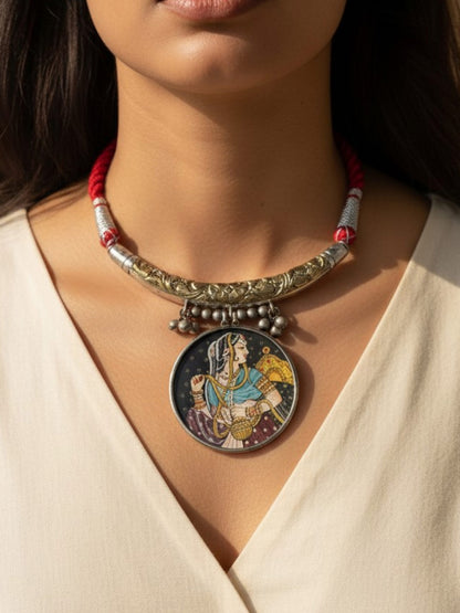 Maharani Handpainted Dual-Tone Hasli Ghungroo Choker