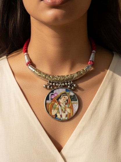 Maharani Handpainted Dual-Tone Hasli Ghungroo Choker