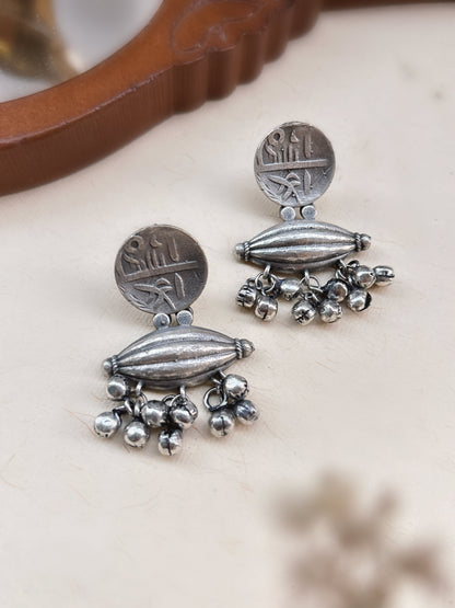 Mahathi Ghungroo Silver Dangle Earrings – Oxidized Statement Boho Earrings