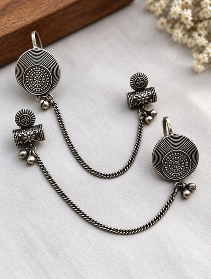 Mandala Chain Ghungroo Earcuff Earrings