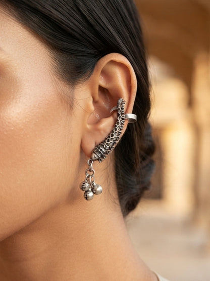 Quirky Matsya Clip-On Bugadi Earcuff with Ghungroo