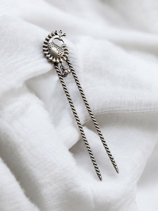 Mayurika Ghungroo Hair Juda Pin – Oxidized Hair Bun Clip