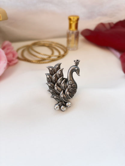 Mayurika Ghungroo Oxidized Silver Adjustable Ring