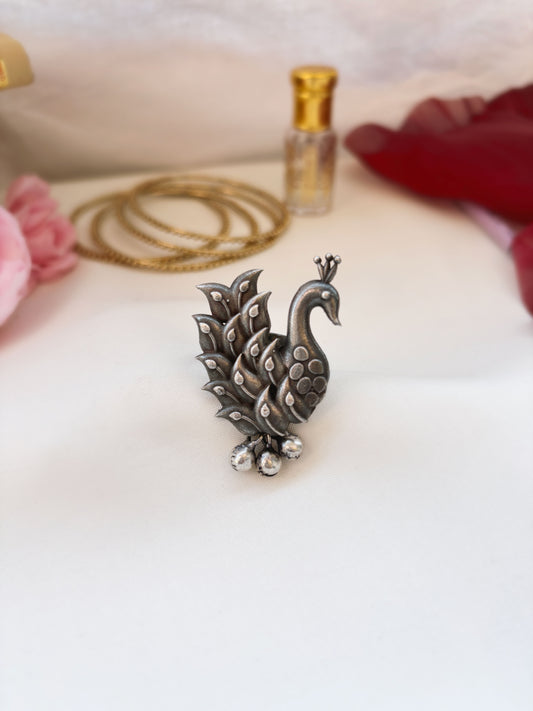 Mayurika Ghungroo Oxidized Silver Adjustable Ring