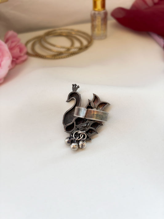Mayurika Ghungroo Oxidized Silver Adjustable Ring