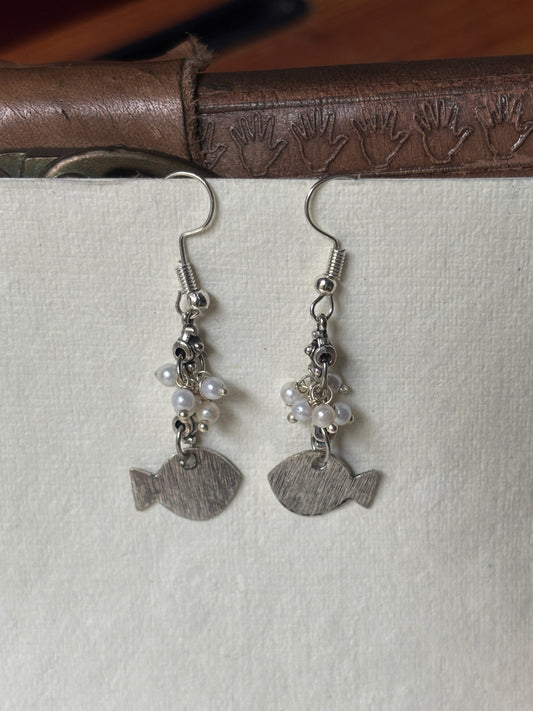 Minakshi Fish Hook Pearl Earrings